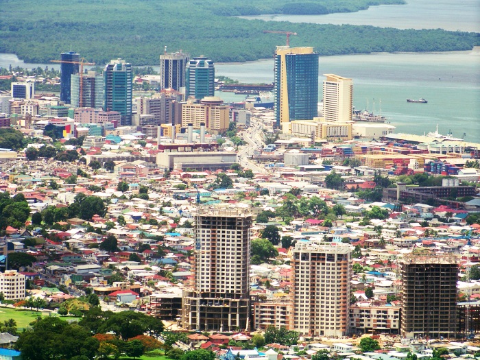 Port of Spain. Downtown in the background, One Woodbrook Place in the foreground